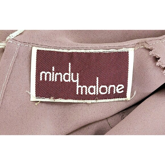 Vintage Mindy Malone 80s Mocha Chiffon Sailor Capelet Neckline Sheath Dress S/M - Picture 7 of 7